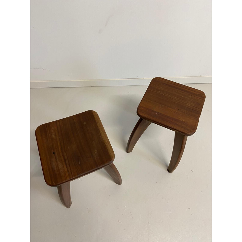 Paire de tabourets scandinave vintage en palissandre