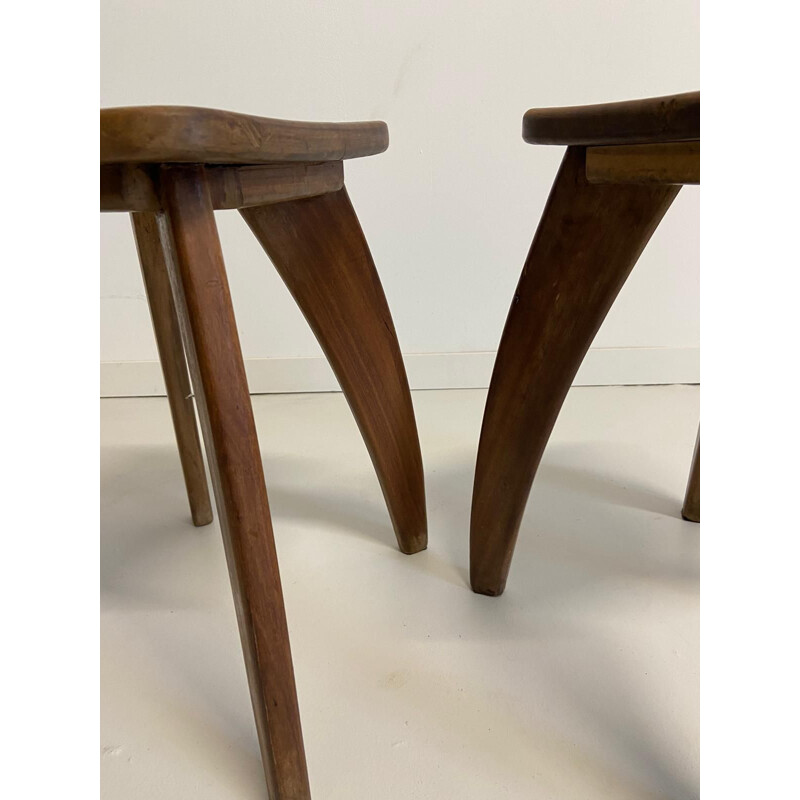 Paire de tabourets scandinave vintage en palissandre