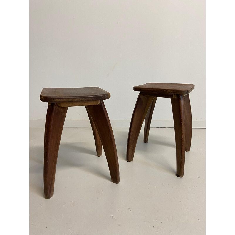 Pair of Scandinavian vintage stools in rosewood