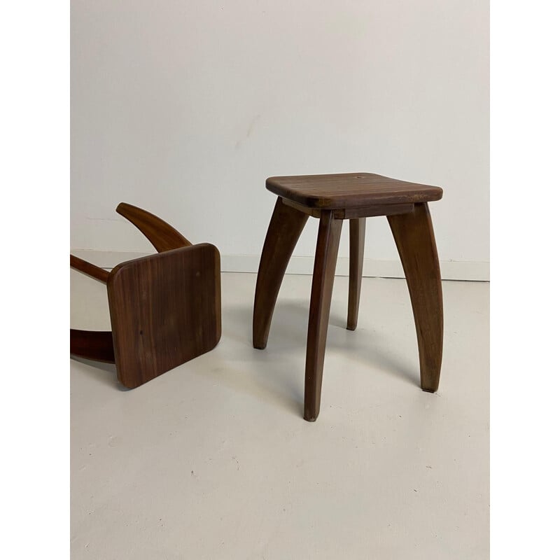 Pair of Scandinavian vintage stools in rosewood