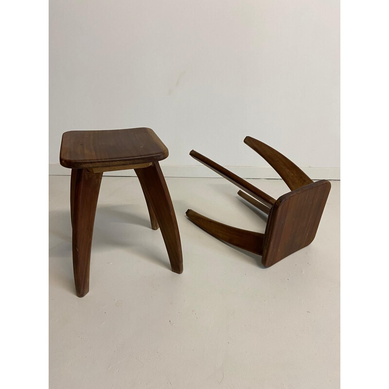 Pair of Scandinavian vintage stools in rosewood