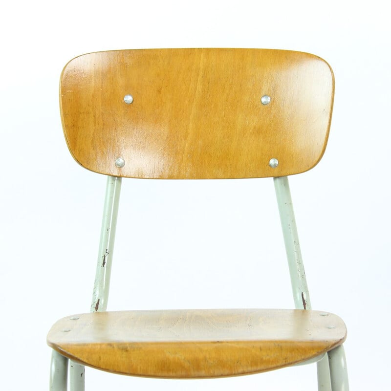 Vintage school chair in metal and plywood by Kovona, Czechoslovakia 1960s