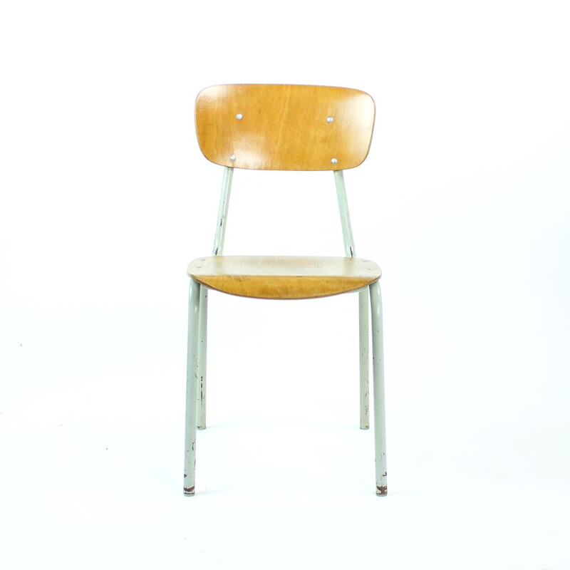 Vintage school chair in metal and plywood by Kovona, Czechoslovakia 1960s