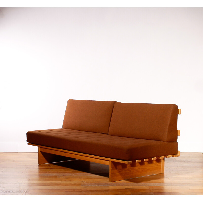 Daybed sofa in oak and wool by Bra BOHAG - 1960s