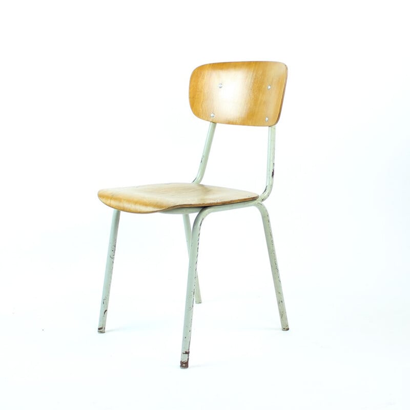 Vintage school chair in metal and plywood by Kovona, Czechoslovakia 1960s