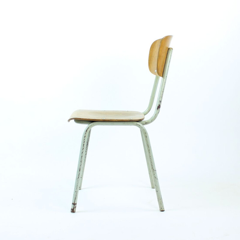 Vintage school chair in metal and plywood by Kovona, Czechoslovakia 1960s