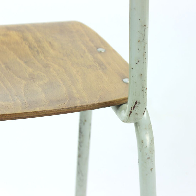 Vintage school chair in metal and plywood by Kovona, Czechoslovakia 1960s