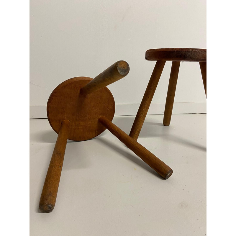 Pair of vintage Scandinavian tripod stools