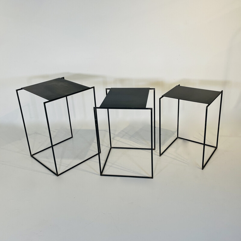 Vintage steel nesting table by Franck for Michel Robichez, France 1990