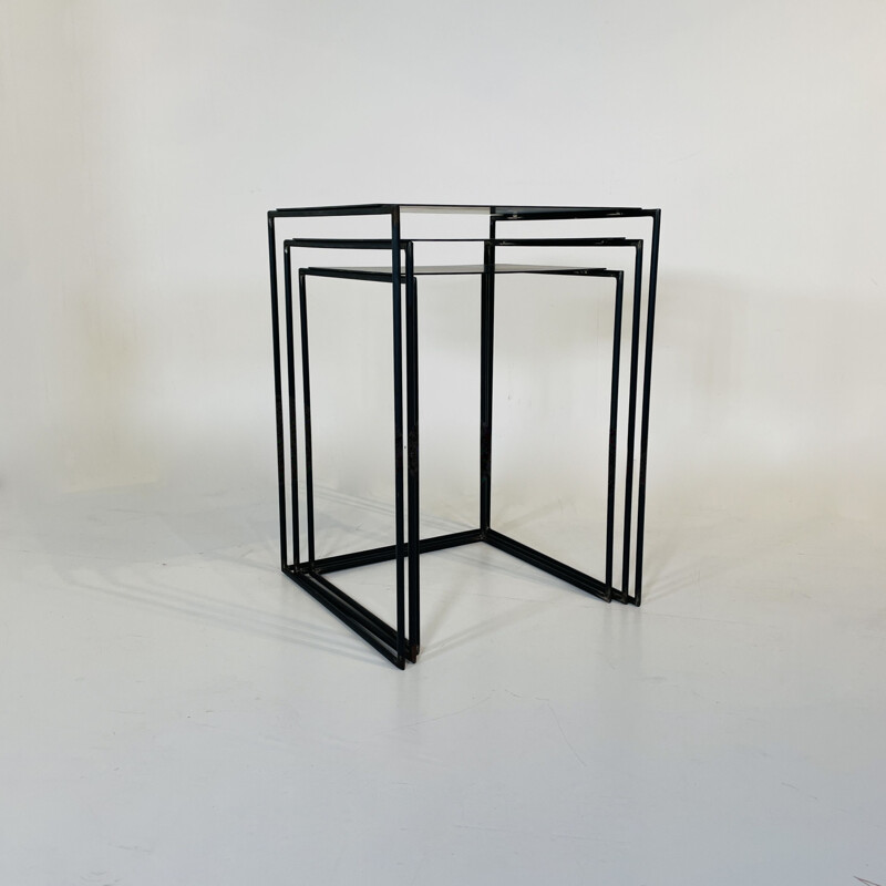 Vintage steel nesting table by Franck for Michel Robichez, France 1990