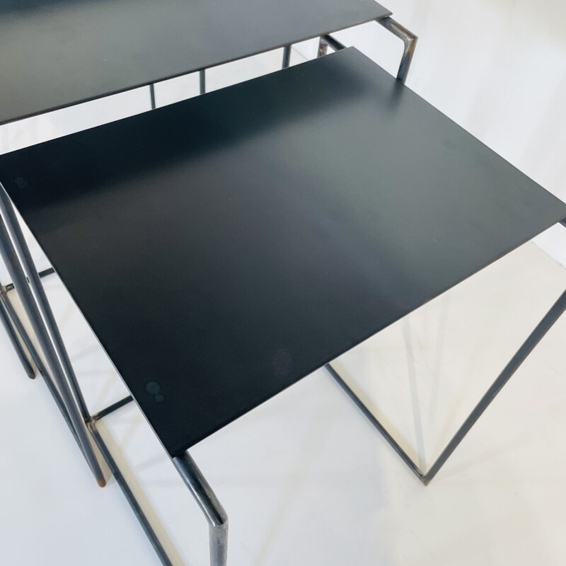 Vintage steel nesting table by Franck for Michel Robichez, France 1990