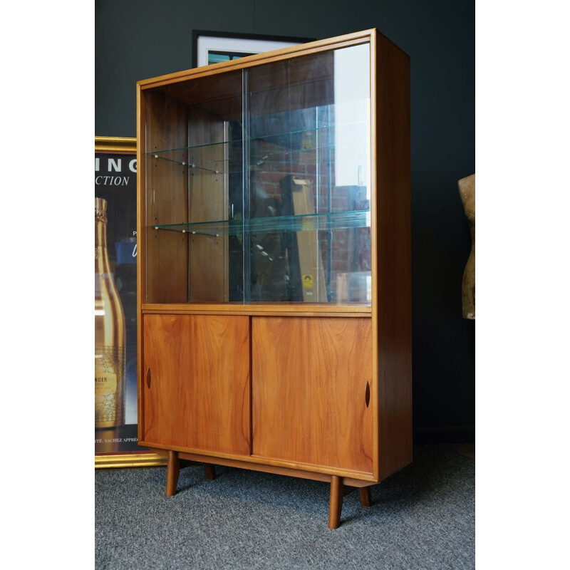 Mid century teak display cabinet