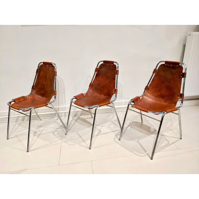 Set of 6 vintage cowhide chairs by Charlotte Perriand for Les Arcs