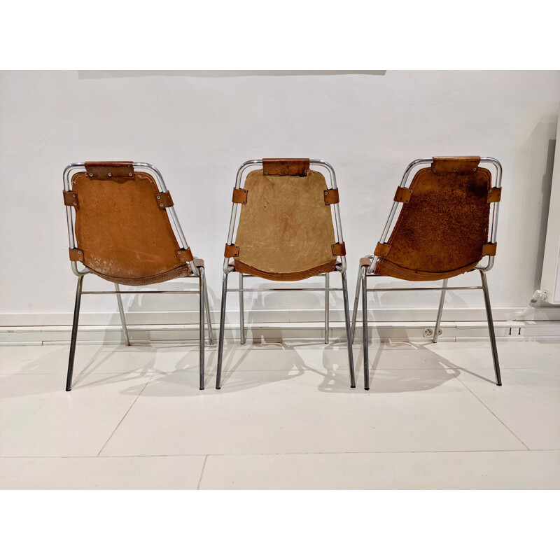 Set of 6 vintage cowhide chairs by Charlotte Perriand for Les Arcs