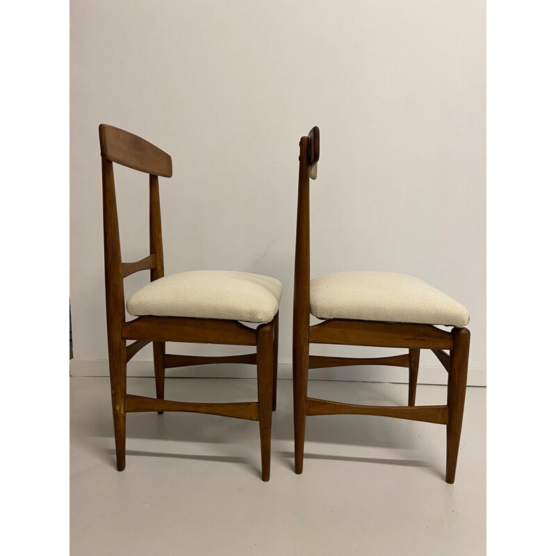 Pair of vintage oakwood chairs, Suede 1950