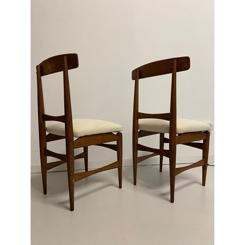 Pair of vintage oakwood chairs, Suede 1950