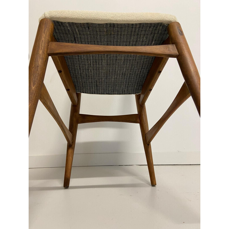 Pair of vintage oakwood chairs, Suede 1950