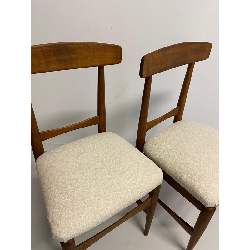Pair of vintage oakwood chairs, Suede 1950