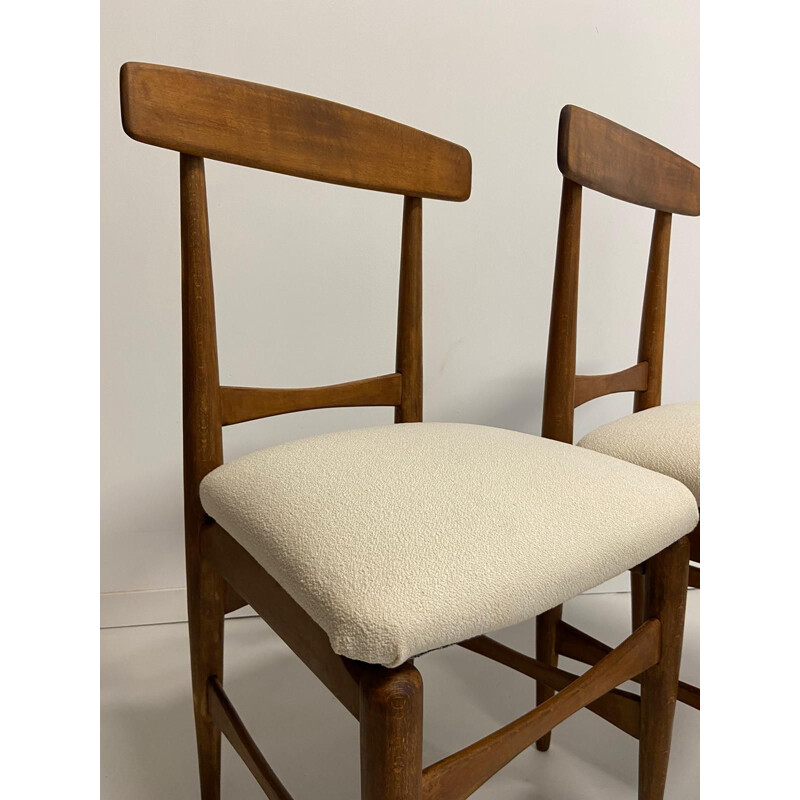 Pair of vintage oakwood chairs, Suede 1950