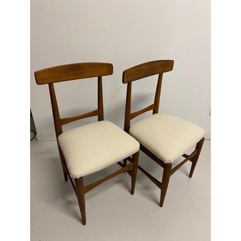 Pair of vintage oakwood chairs, Suede 1950