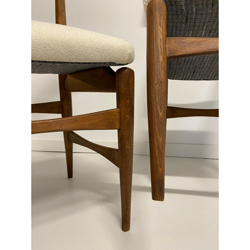 Pair of vintage oakwood chairs, Suede 1950