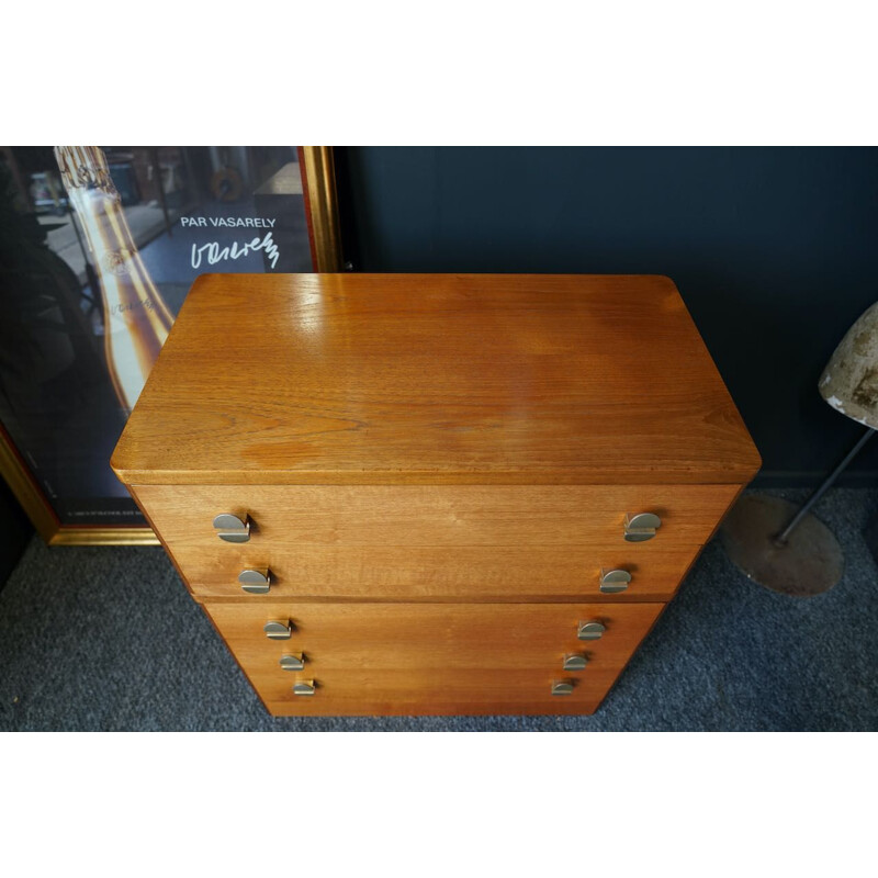 Mid century teak chest of five drawers