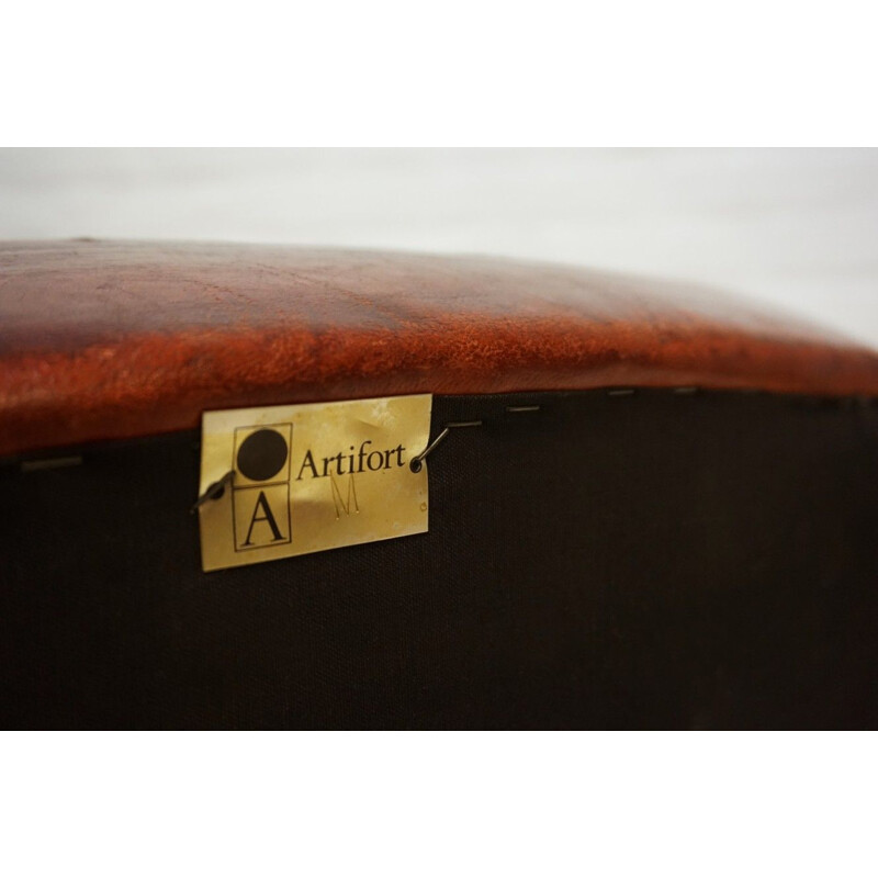 Mid-century Dutch leather armchair by Theo Ruth for Artifort, 1950s