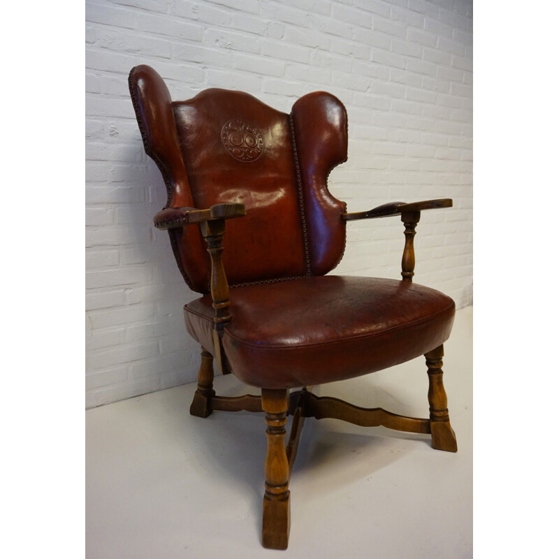 Fauteuil néerlandais vintage en cuir par Theo Ruth pour Artifort, 1950