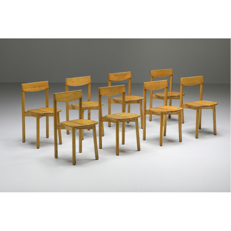 Set of 8 vintage dining chairs by Pierre Gautier-Delaye, 1960s
