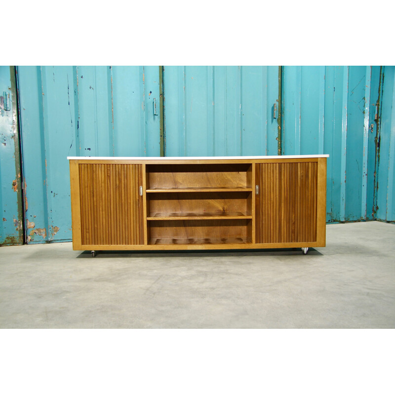 Dutch vintage school sideboard in beech, 1960s