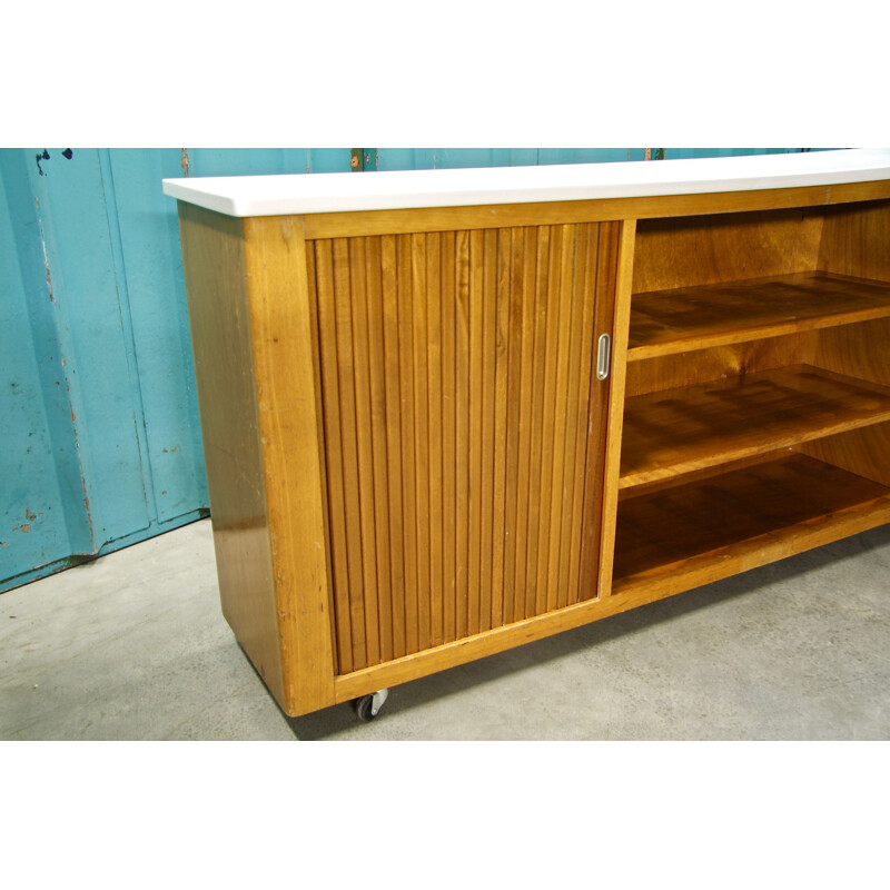 Dutch vintage school sideboard in beech, 1960s