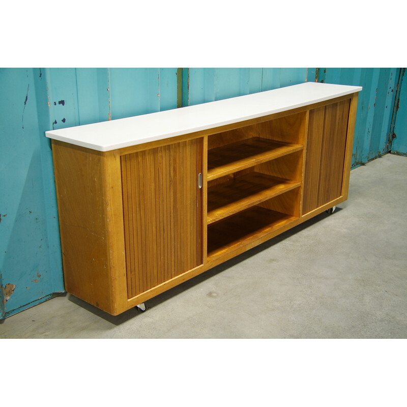 Dutch vintage school sideboard in beech, 1960s