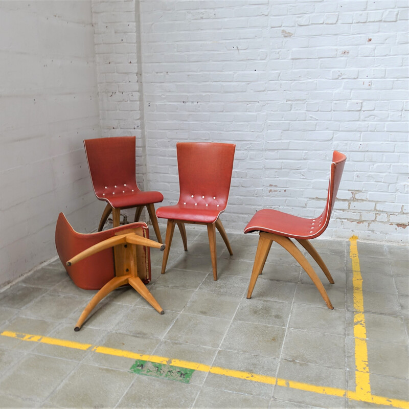 Set of 4 vintage chairs by Van Os for Culemberg, Netherlands 1950s
