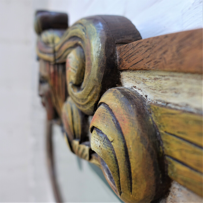 Polychrome Art Nouveau vintage mirror