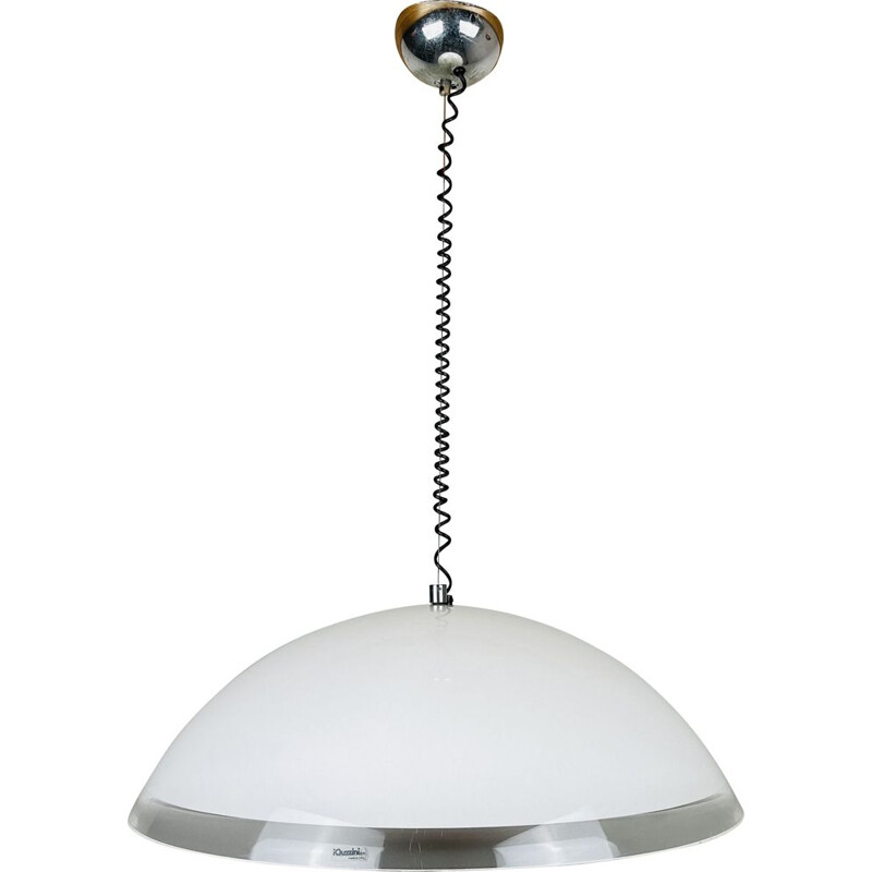 Mid-century white plastic pendant lamp by iGuzzini, Italy 1980s