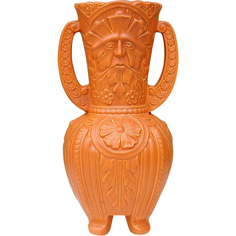 Vintage ceramic vase with double handle