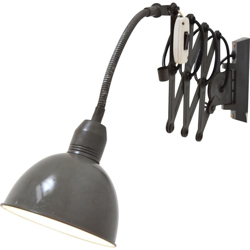 Adjustable vintage industrial wall lamp by Instala Decin, Czech 1960