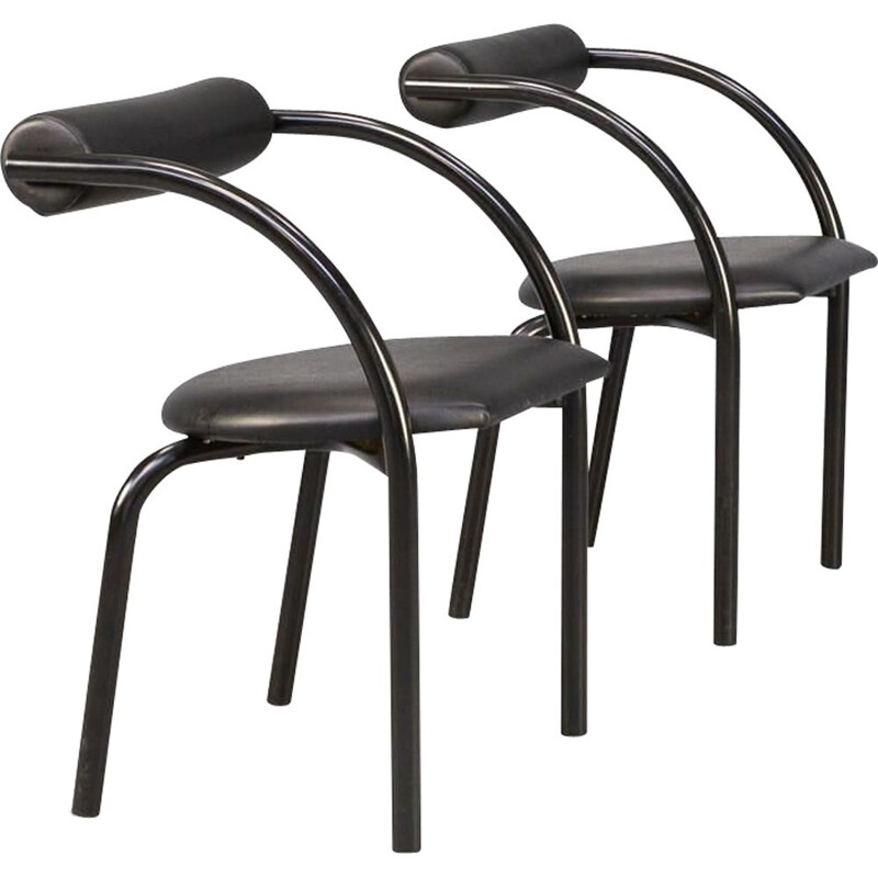 Ein Paar dänische Vintage-Stühle aus Metall und Skai für Xcol