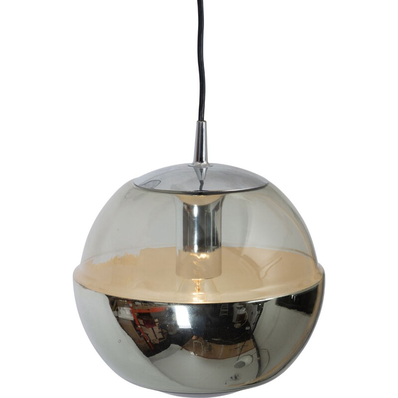 Vintage chrome-plated mirror pendant by Peil and Putzler, 1970