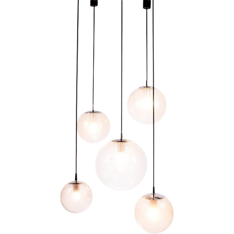 Vintage hand-blown glass suspension by Peil and Putzler