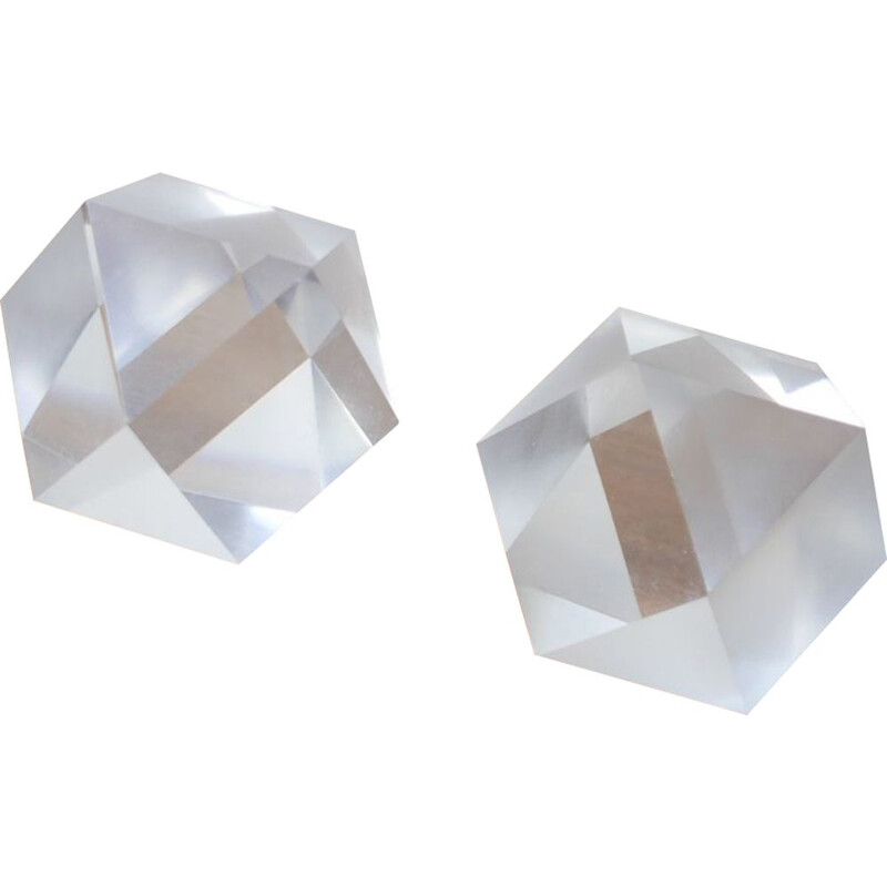 Pair of vintage geometric scientific shapes in Plexiglas, The Netherlands 1970