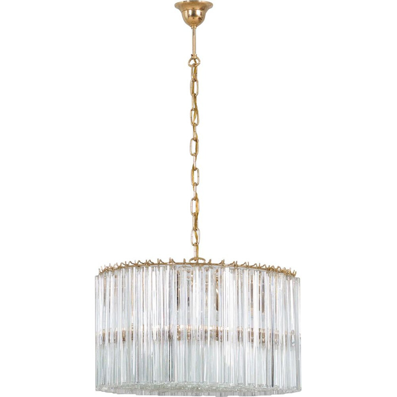 Vintage glass crystals chandelier by Paolo Venini, 1970s