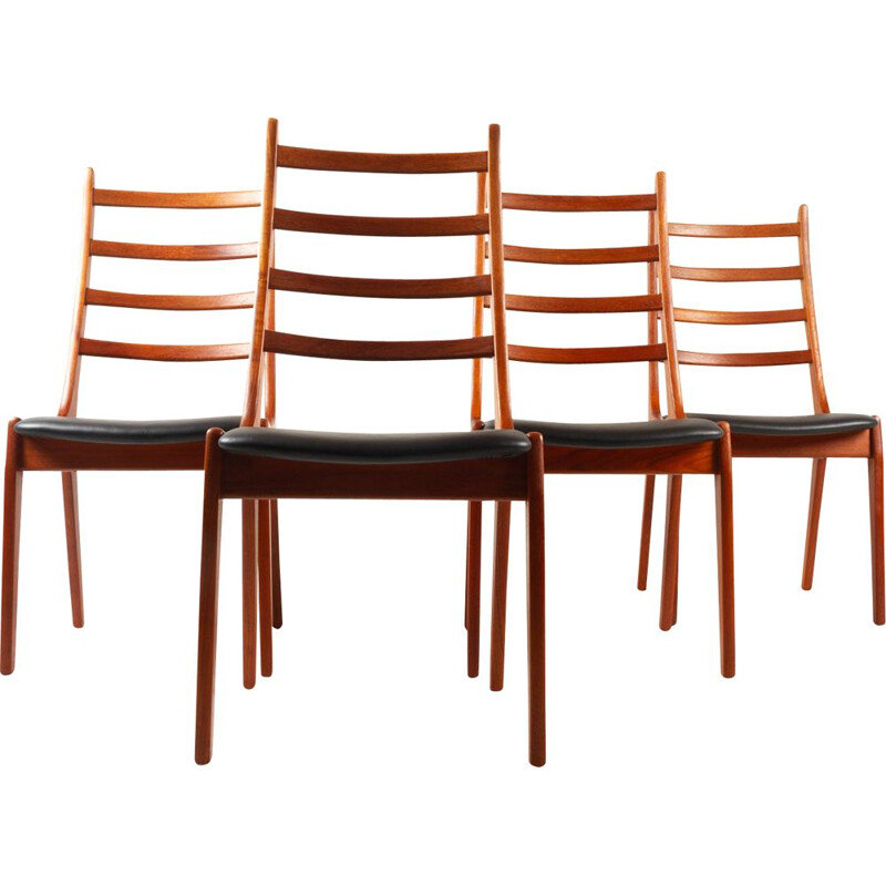 Set of 4 vintage Danish high-back teak dining chairs by Korup Stolefabrik, 1960s