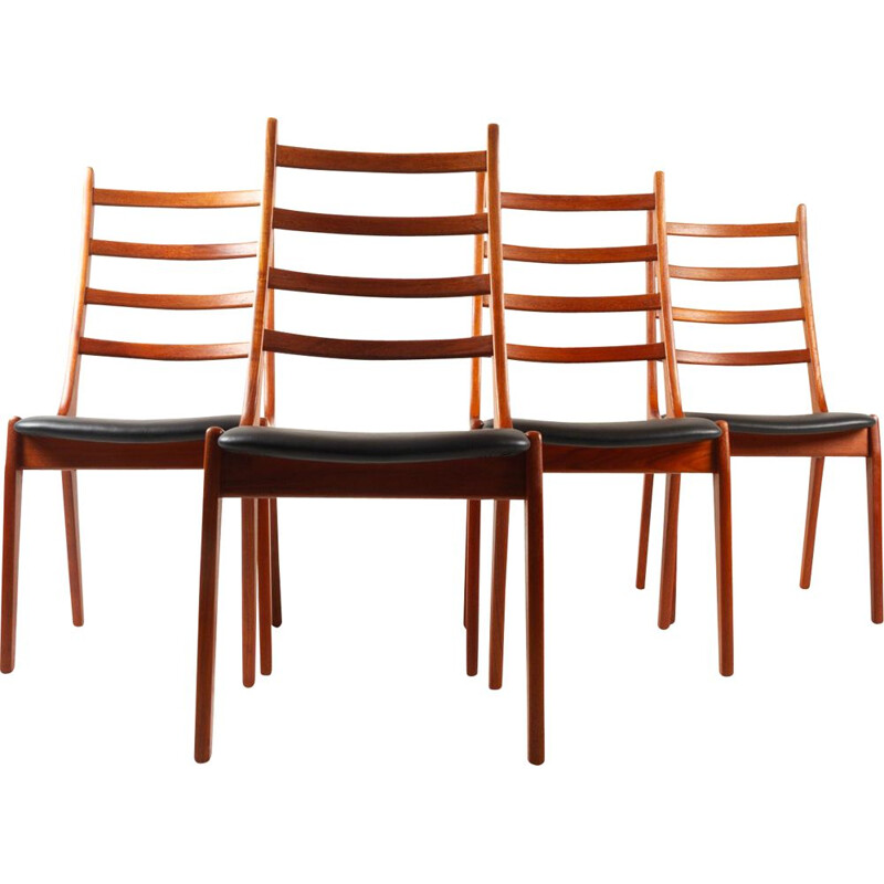 Set di 4 sedie vintage con schienale alto in teak di Korup Stolefabrik, 1960