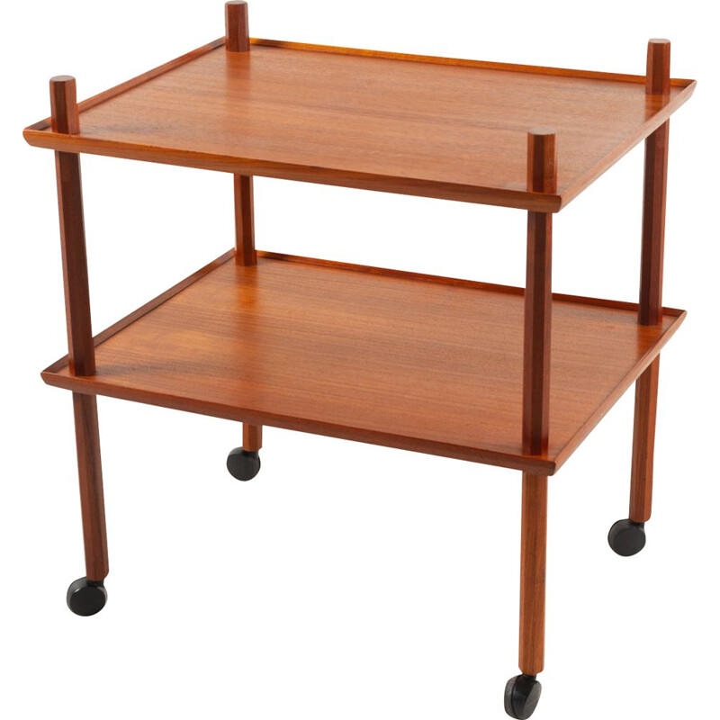 Danish mid-century teak bar trolley, 1960s