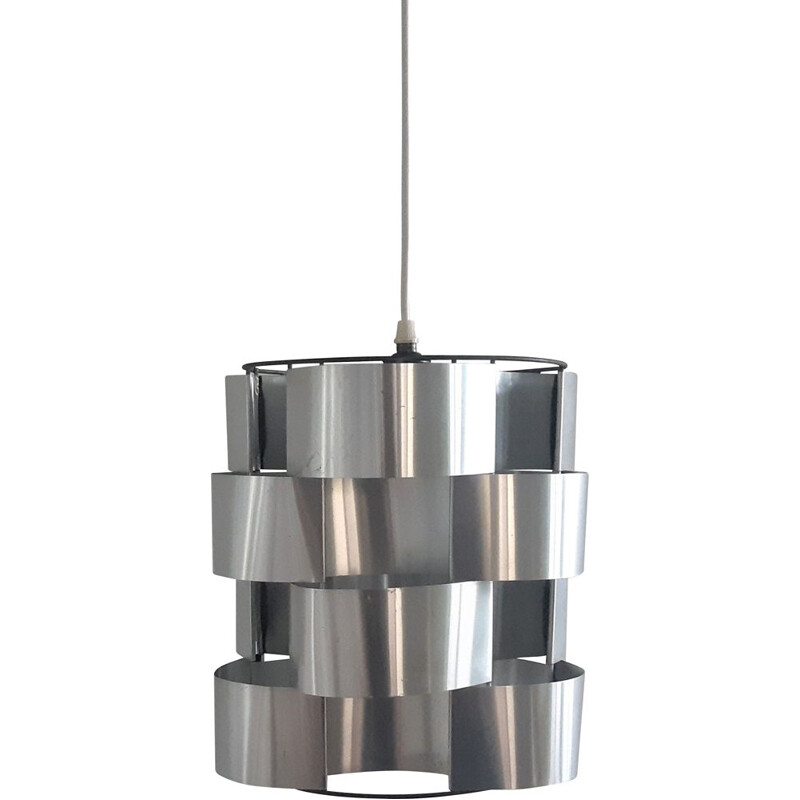 Aluminum vintage pendant lamp by Max Sauze, France 1970s