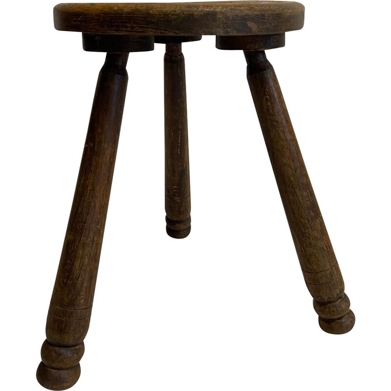 Vintage French tripod stool, 1950