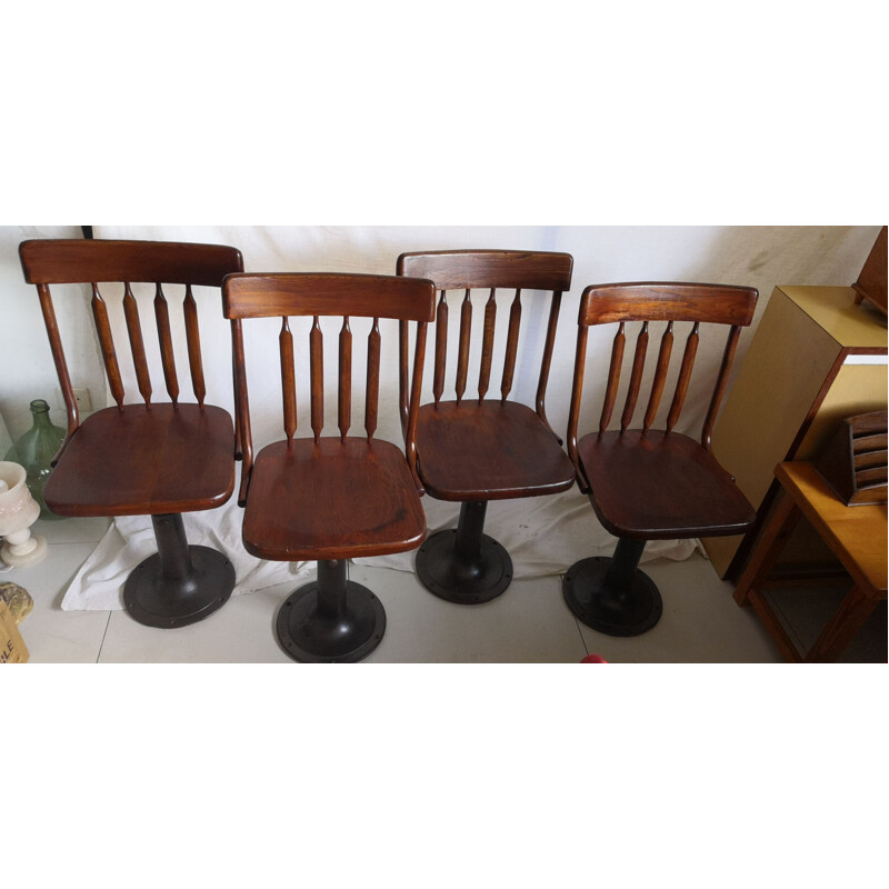 Set van 4 vintage houten bootstoelen
