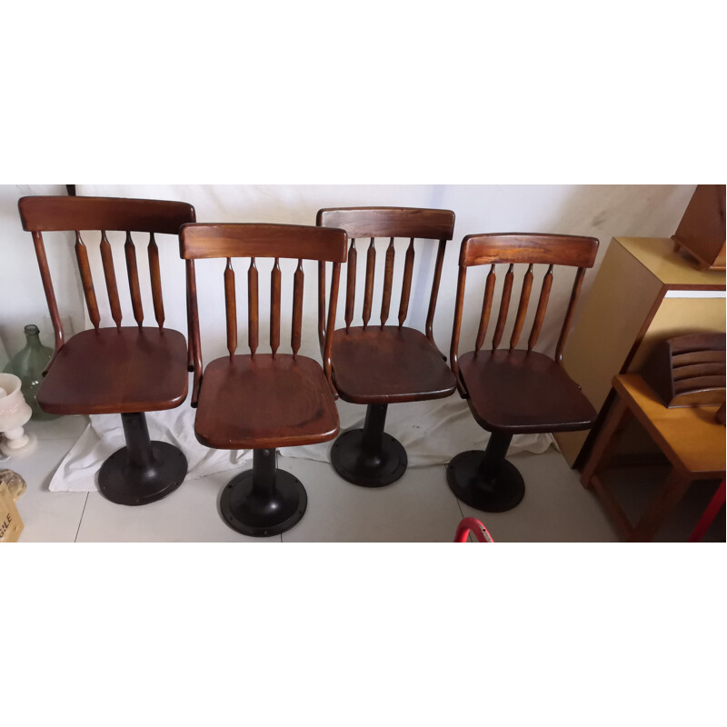 Set of 4 vintage wooden boat chairs