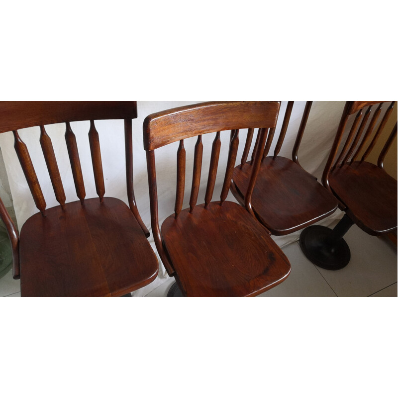 Lot de 4 chaises de bateau vintage en bois